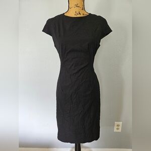 Zara Black Sheath Midi Dress Mock Neck